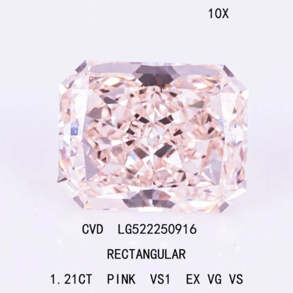 radiant cut pink CVD diamond