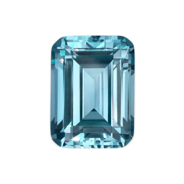 emerald cut lab grown aquamarine